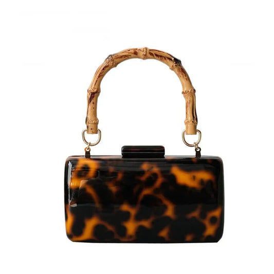 Bolsa de Acrílico Animal Print con Asa de Bambú