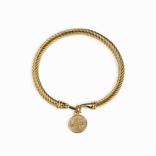 Bracelete Pingente São Bento Banhado em Ouro 18k